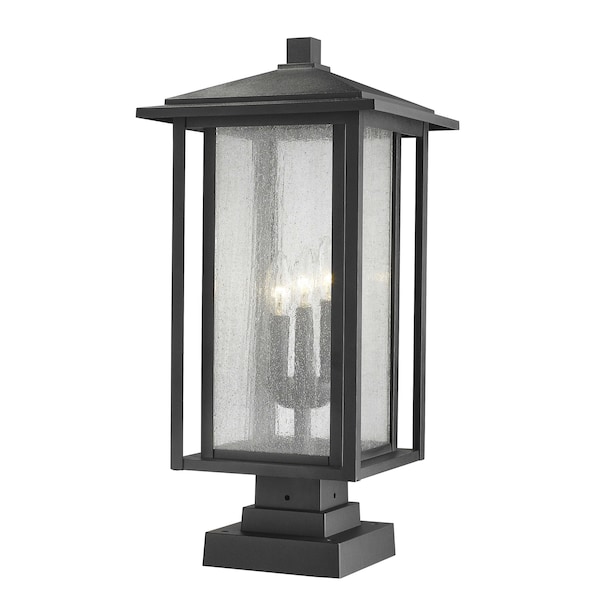 Z-Lite Aspen 3 Light Outdoor Pier Mounted Fixture, Black And Clear Seedy 554PHXLS-SQPM-BK - main